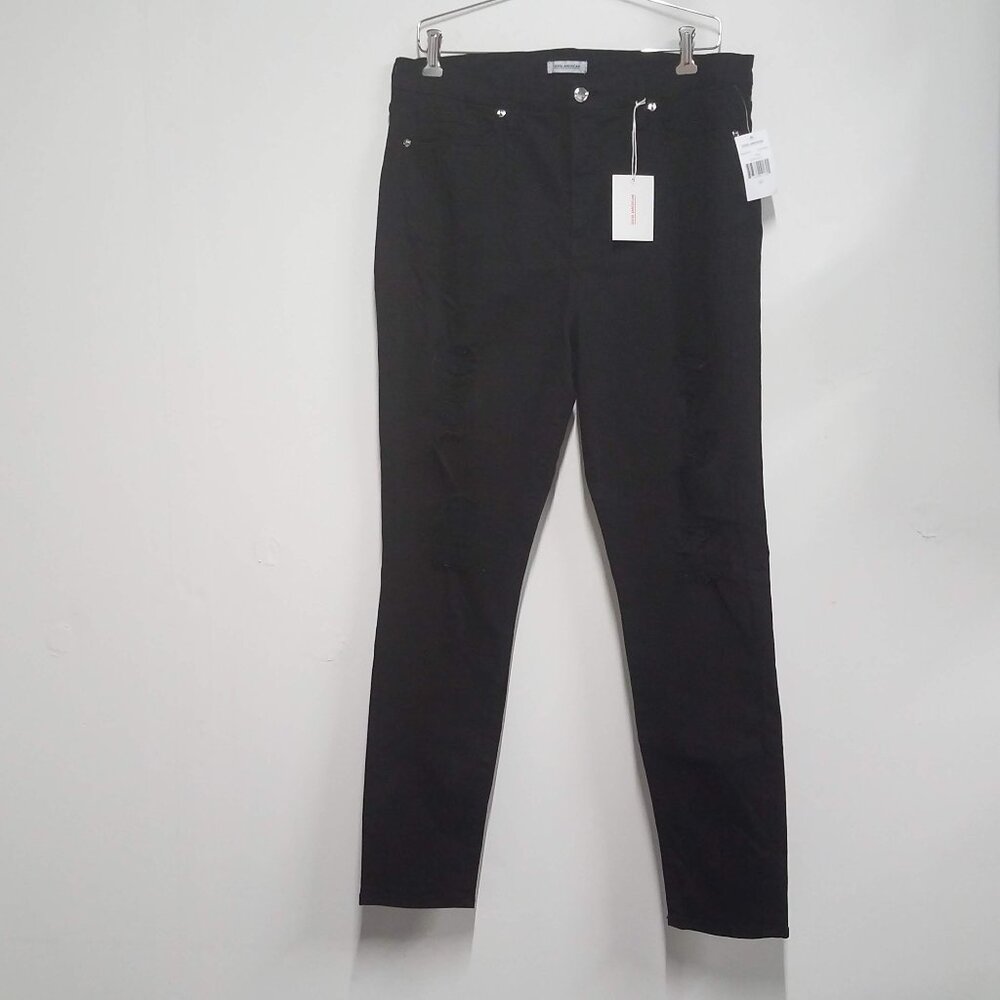 Good American Jeans Womens 20 Black Good Legs Distressed Ripped Skinny GAGLR403